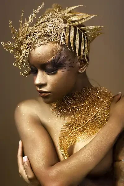 Gold girl, creative high fashion portrait