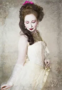 high fashion photoshoot, Victorian woman portrait,